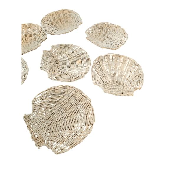 VTG Set Of 7 Wicker Rattan Baskets Wall Art Hangers Boho Farmhouse - Picture 2 of 3